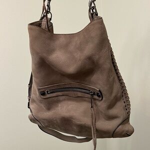 Rebecca Minkoff Taupe Leather Whipstitch Hobo Bag